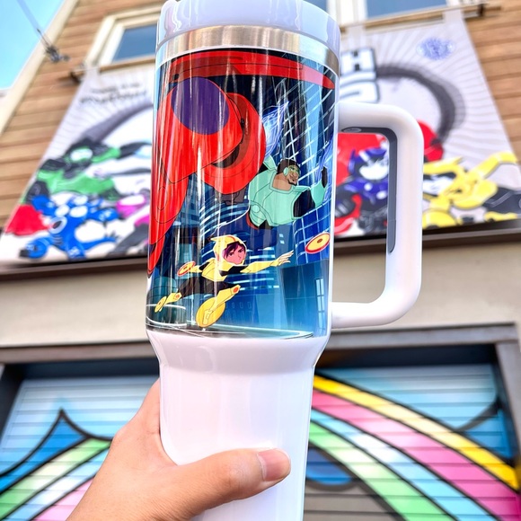 Disney Big Hero 6 Baymax 40 oz Tumbler/Water bottle/Mug with hand carry … - Picture 3 of 8